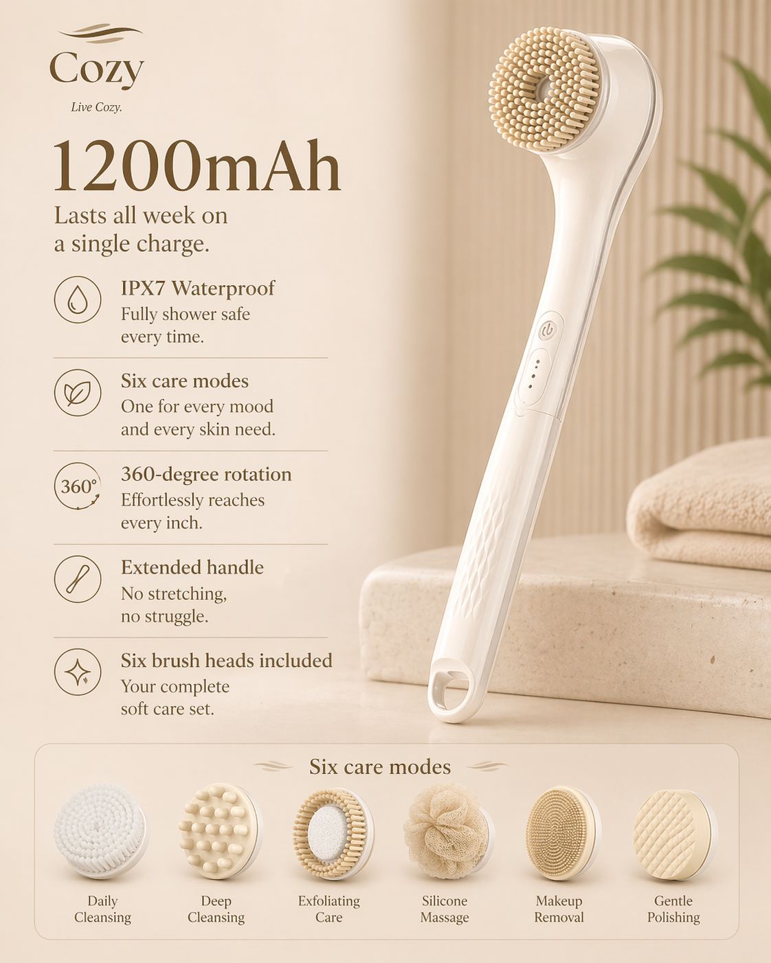 Electric Bath Brushes Body Scrubber Scrubber Brushes Back Long Handle Back Brushes